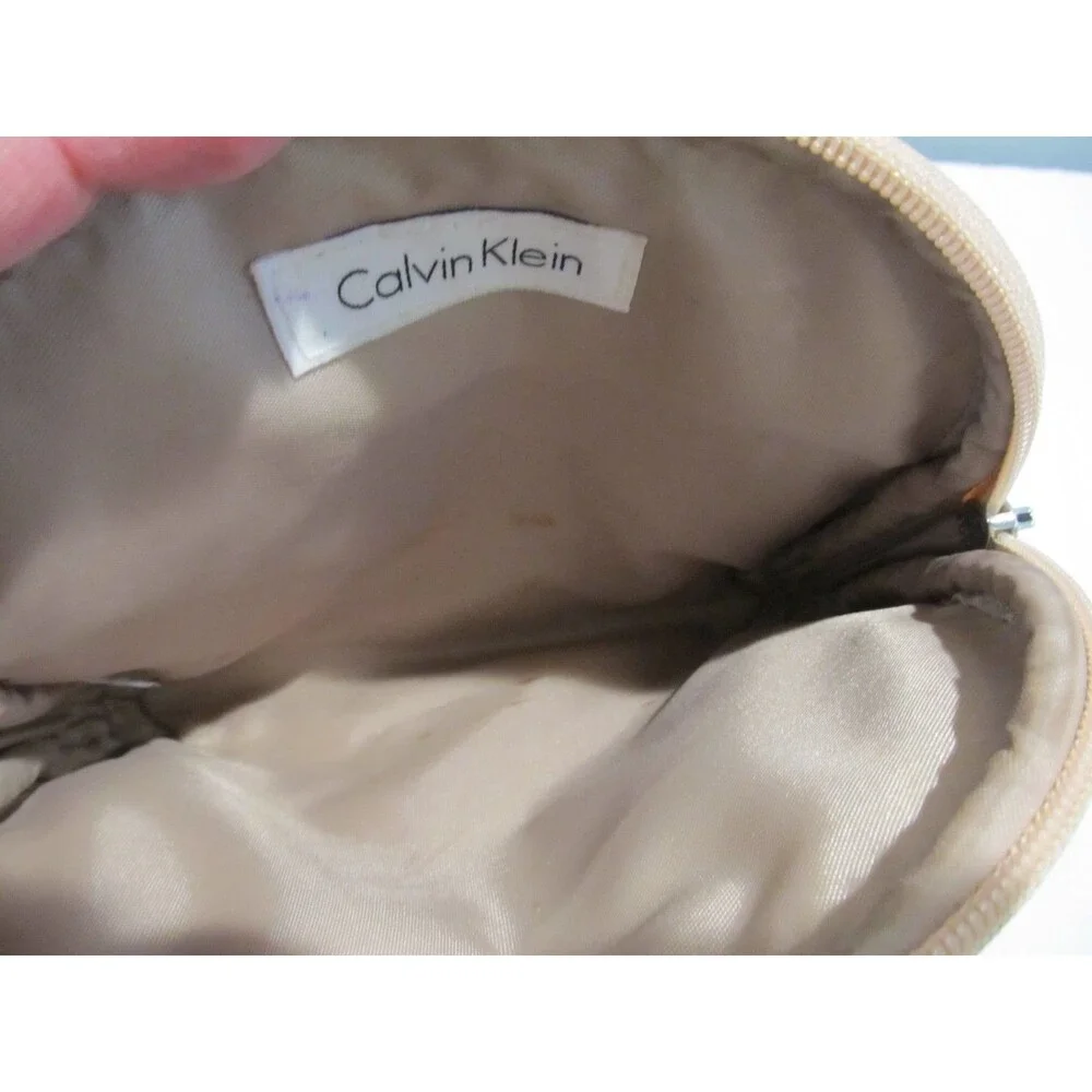 Calvin Klein CK Logo Cosmetic Bag | Beige Monogram Makeup Bag | Preowned